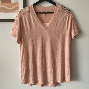 Vintage Pink Lace Shoulder Blouse!